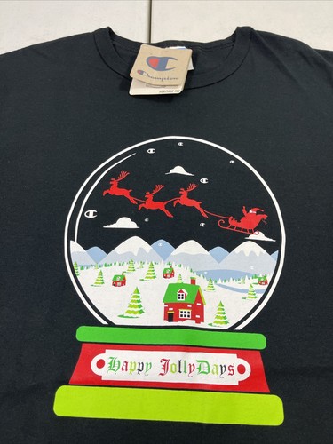Men’s Champion Christmas Happy Jolly Days Black T-Shirt Size Medium-XL - Picture 2 of 5