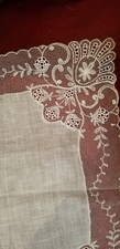 VINTAGE EMBROIDERED LINEN HANKIE HANDKERCHIEF bridal wedding
