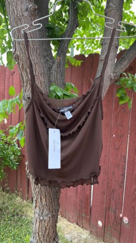 Urban Outfitters Layered Mesh Lace Cami Tank Top Sheer Brown Blogger Festival - Picture 6 of 16