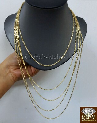 Real 10k Gold Rope Chain Necklace 1.5mm 18