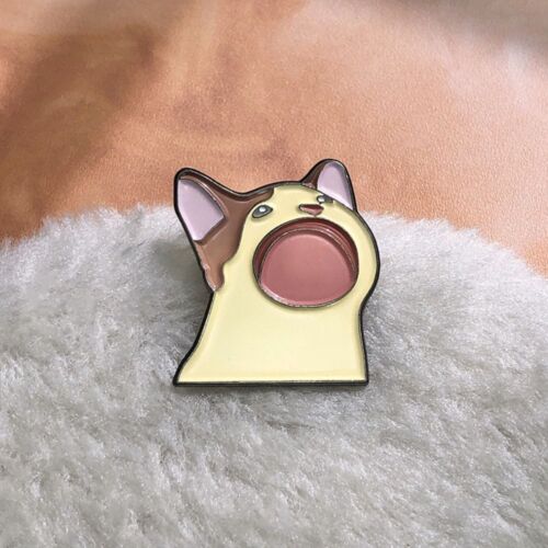 Kawaii Cat Enamel Pin Cute Cat Metal Badge Kitten Open Mouth Brooches  Kid Gift - Picture 1 of 12