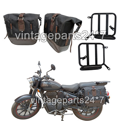 Royal Enfield Classic Reborn 350 Pannier Luggage Bags Brown & Mounting 2022-23