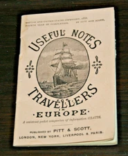 Rare 1888 Useful Notes for travelers in Europe unique ephemera booklet book