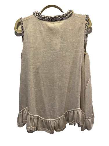 Top caballete patchwork sin mangas con volantes para mujer talla pequeña - Imagen 2 de 10