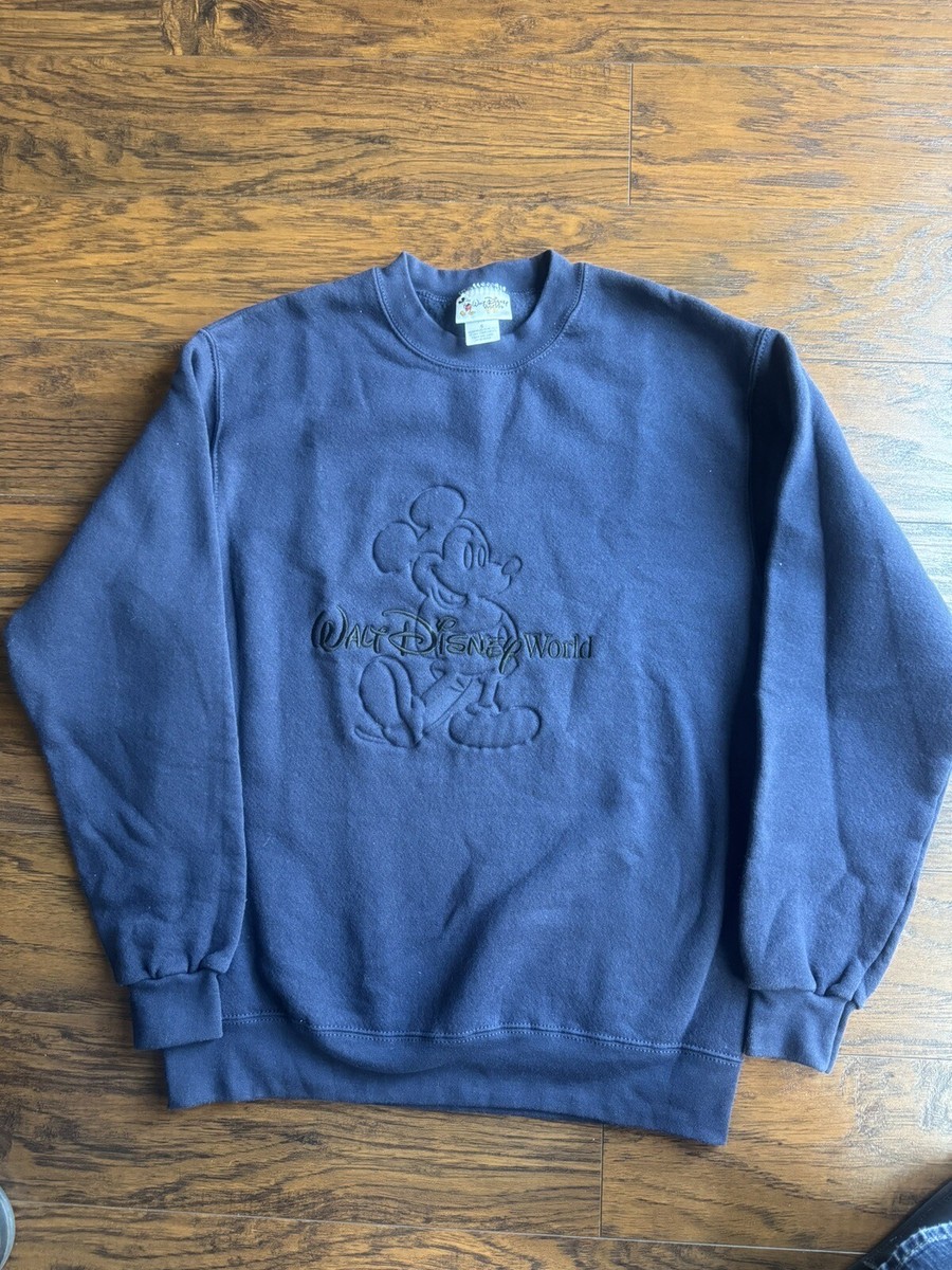 Vintage Disney Casuals Embossed Mickey Mouse Blue Sweatshirt Adult