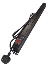12 way UK PDU VERTICAL MOUNT SURGE PROTECTED 19" Rack Power Distribution Unit