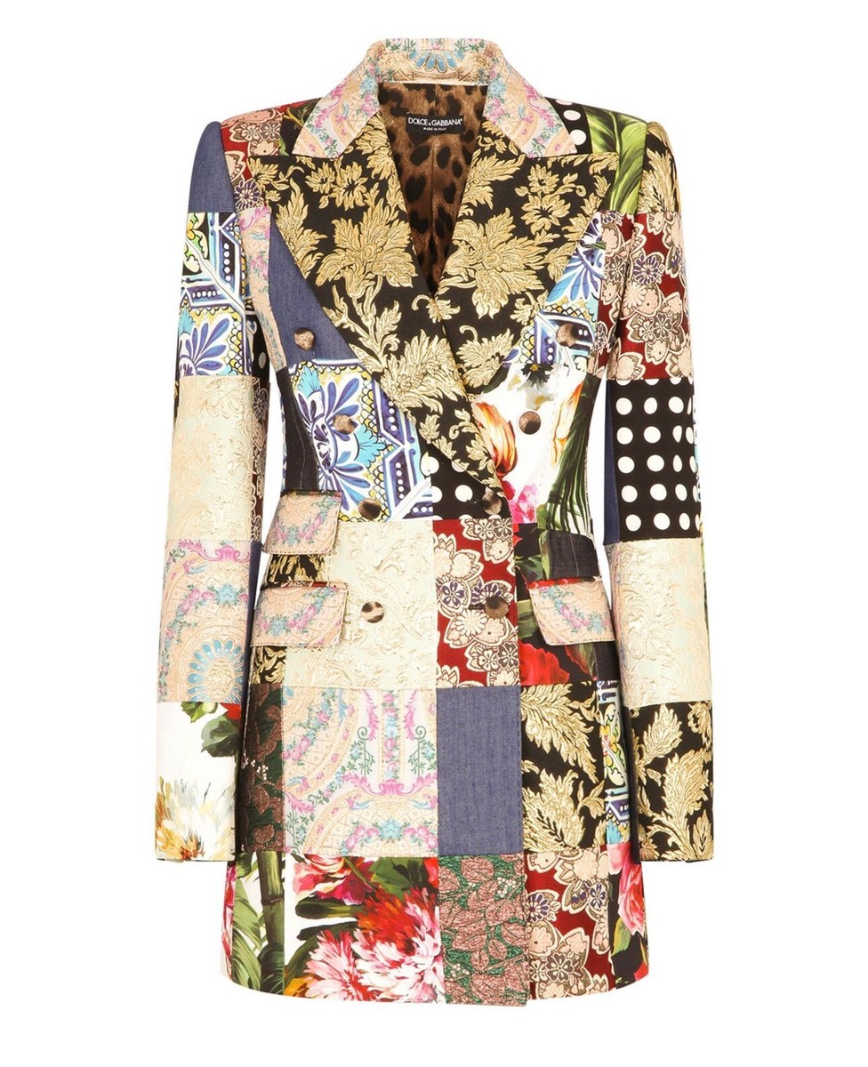 【VIP価格】DOLCE & GABBANA Floral Patchwork Jacket DOLCE & GABBANA Jacket Gold Black Patchwork Floral Blazer
