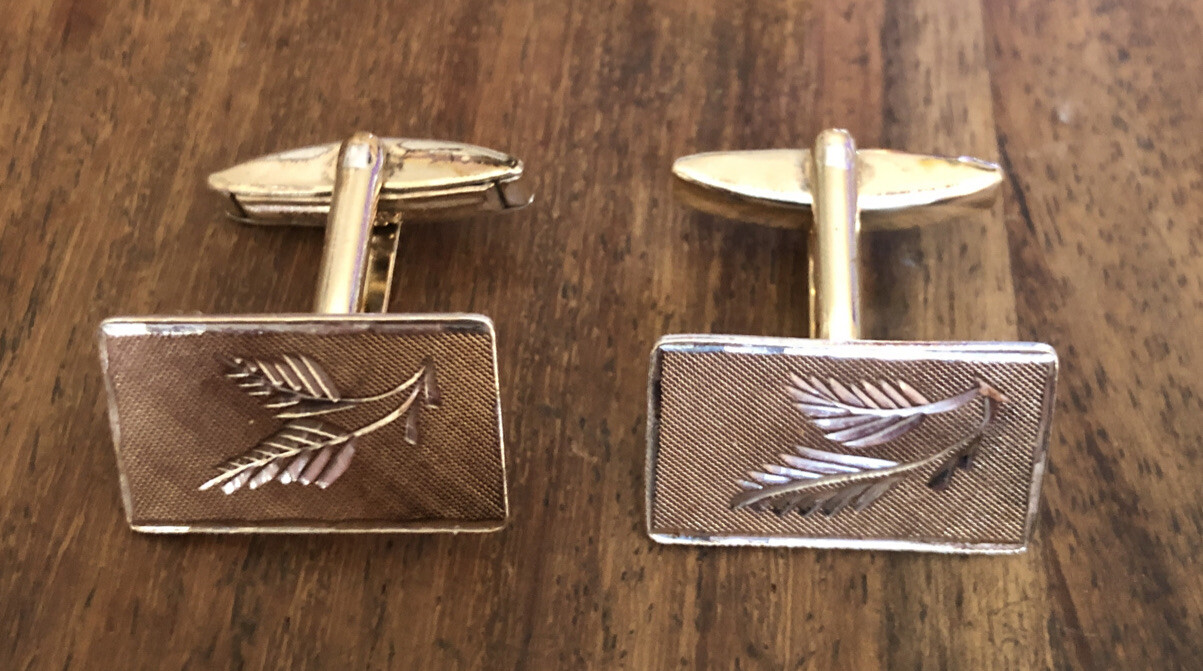 Sterling Silver Cufflinks With Leaf pattern 925 - image 1