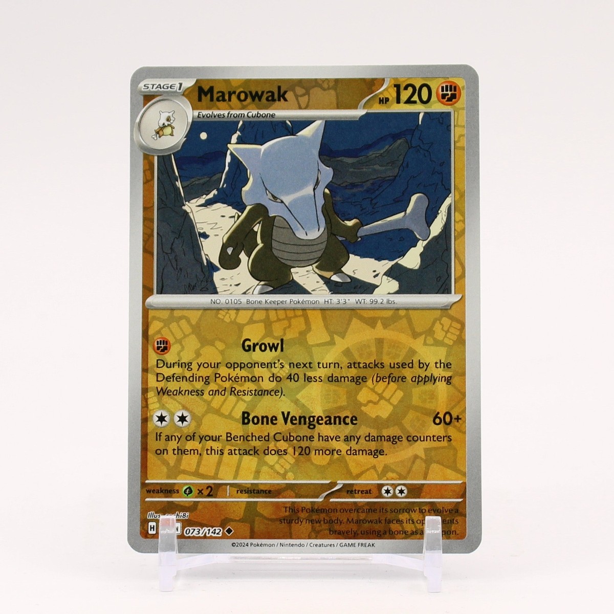 Marowak - 073/142 Stellar Crown REVERSE Holo Pokemon - NM Marowak - 073/142 Stellar Crown REVERSE Holo Pokemon - NM