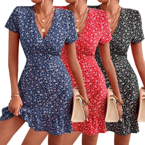 Damen Boho Strand lose Blumen Sommerkleid S-2XL Damen Sommer Urlaub Kleid - Bild 7 von 24