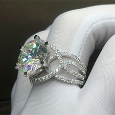5 CT Round Cut Lab-Created Diamond Engagement Wedding Ring 14K White Gold Plated