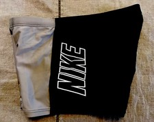 NIKE Boys Size L 11-13 Years Square Leg Black Gray Swim Shorts Trunks NWT 