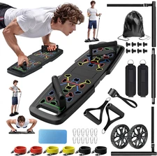 Push up Board,Home Gym,Portable Exercise Equipment,Pilates Bar and 20 Fitness Ac