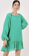 Boohoo Chiffon Puff Sleeve Tie Back Mini Dress In Size 8