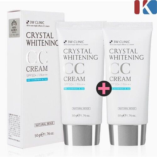 3W Crystal Whitening ALL-IN-ONE CC Cream SPF 50 PA+++ 50ml 2EA Color Change - Picture 1 of 15