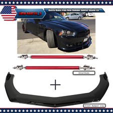 Glossy Black Front Rear Bumper Splitter Spoiler Kit For Dodge Charger Rt Srt Sxt