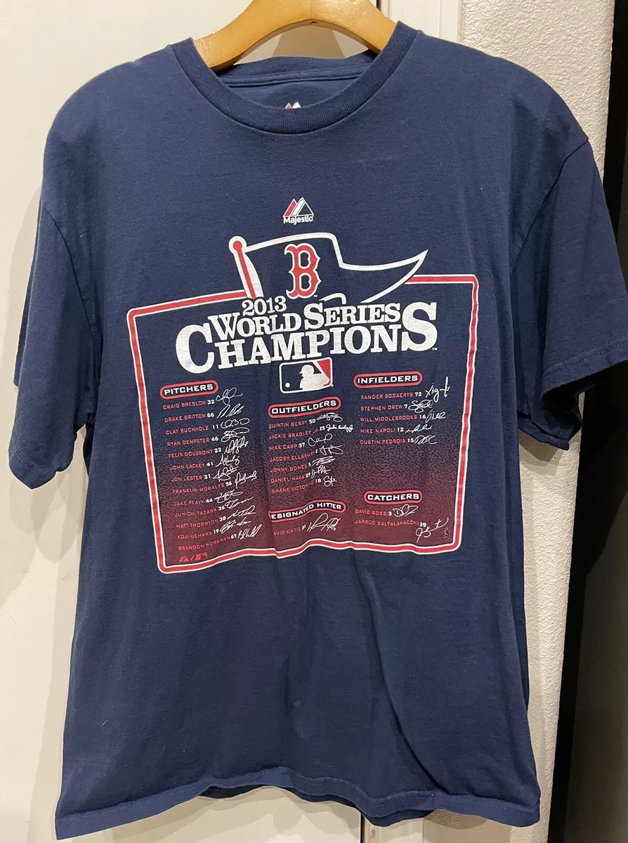 VTG 2013 Boston Red Sox World Series Champs Roster Signatures T-shirt Large