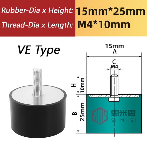 BUFFER Rubber Foot Mount Anti Vibration STOP Male M3 M4 M6 M8 M10 M12 M16 M20 /D - Picture 14 of 68