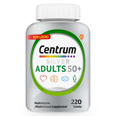 Centrum Silver ADULTS 50+ 220 Tablets MULTIVITAMIN MULTIMINERAL SUPPLEMENT