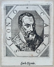 CARLO SIGONIO HUMANIST WRITER (1520-1584) MODENE PORTRAIT ENGRAVING 17th century