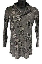 Attitudes by Renee Jacquard Cowl Neck Tunic with Pockets Smoke