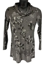 Attitudes by Renee Jacquard Cowl Neck Tunic with Pockets Smoke