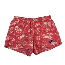 Patagonia Girls Large Baggies 4  Inseam Shorts Cerise Street Pink Hawaii Tacos