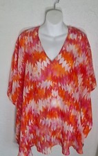 Show Me Your MuMu Poncho Style Sleeve Top, Aztec Print, Pink/Orange, Sz XSmall