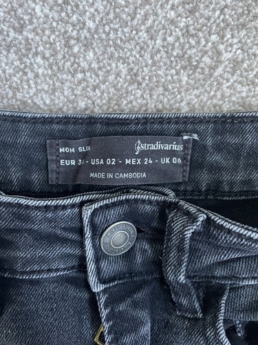 Stradivarius vintage denim ‘ Mom slim ‘ jeans, acid wash dark grey size 6 - Picture 6 of 6