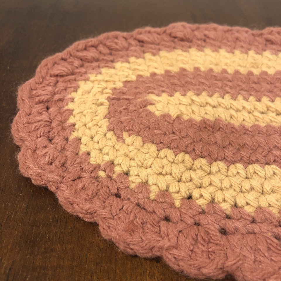 Vintage DOLLHOUSE MINIATURE Stitched Crochet Oval Area Rug eBay