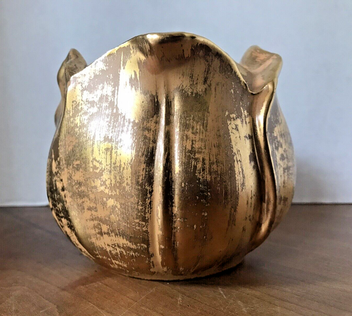 Vintage Stangl Granada Gold planter 5144 Tulip Form 22K gold wash