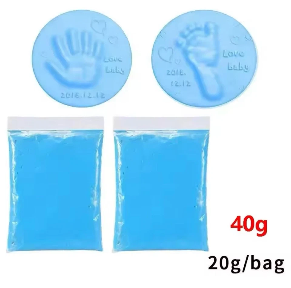 Kit de arcilla de huellas y huellas de manos para bebés - Arcilla suave seca al aire para recuerdo de recién nacidos hágalo usted mismo Foto 2 de 4