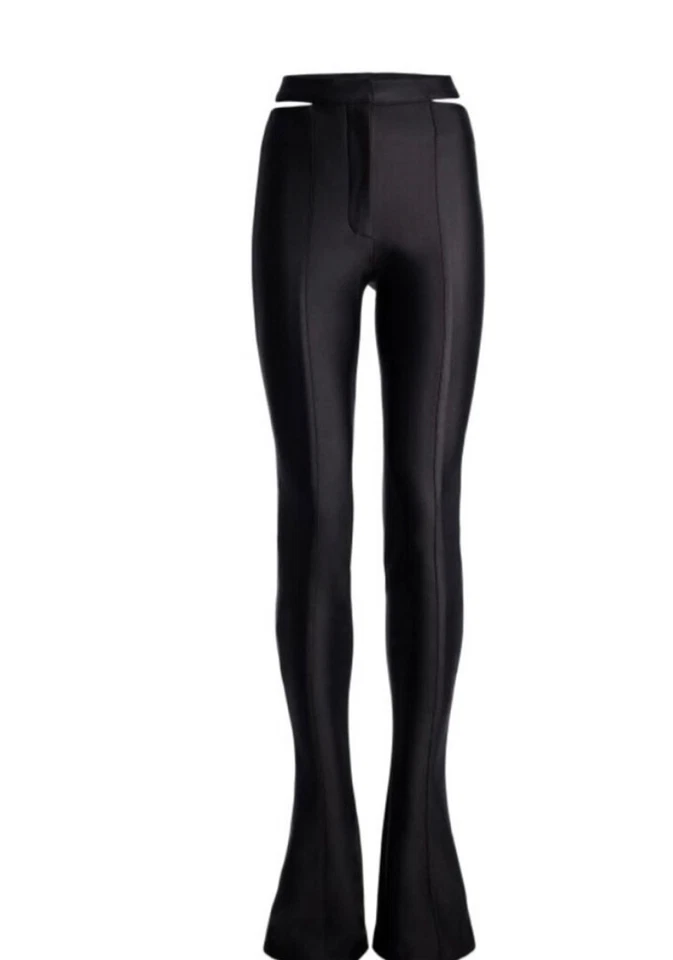 H&M x Mugler women sexy black cut out pants trouser size 10 NWT Y2K flare 90s