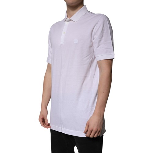 Dolce & Gabbana T-Shirt Weiß Baumwolle Krone Kragen Polo IT56/US46/XXL 310usd - Bild 2 von 6