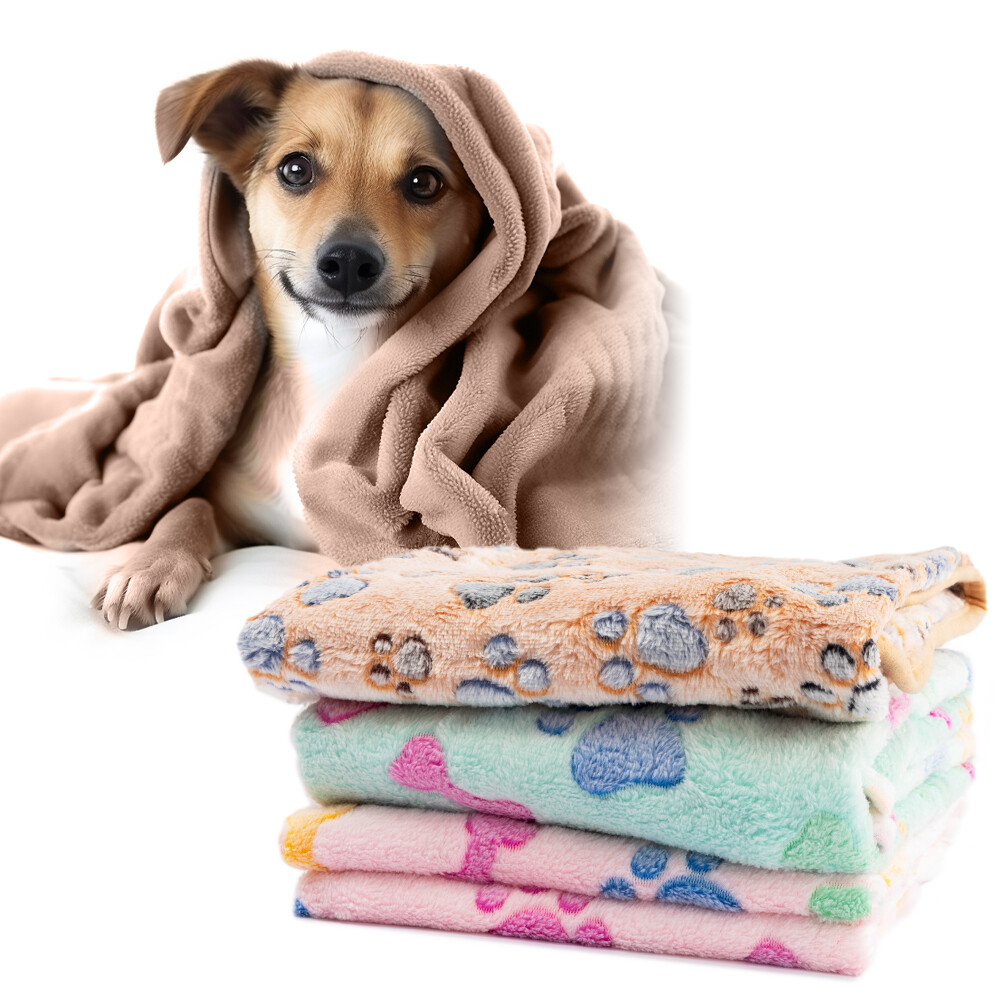 Premium Large pcs Pet Blanket Fluffy Fleece Paws Bones Pet
