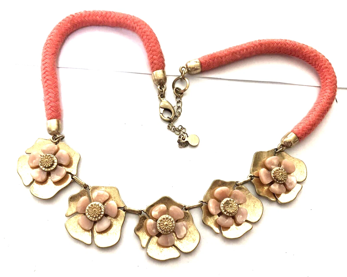 ANN TAYLOR LOFT Pink FLOWERS Necklace eBay