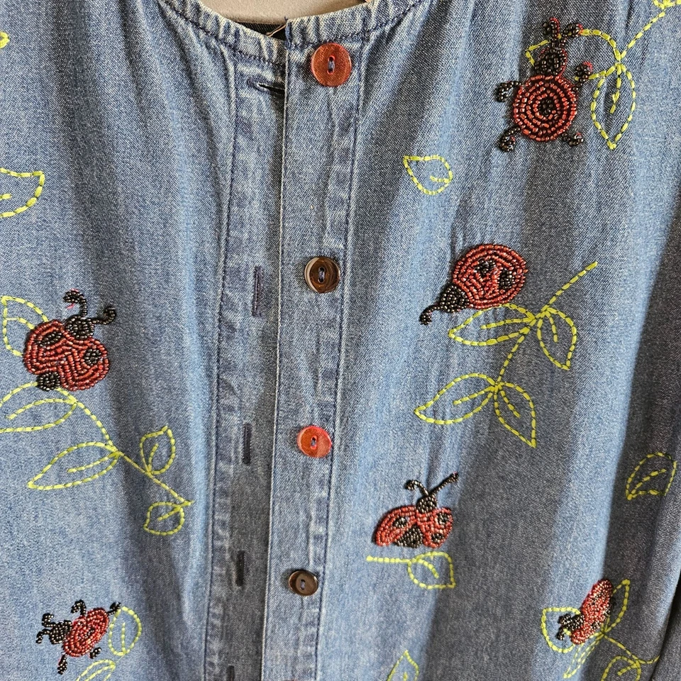 Quacker Factory Vintage Woman Size M Maxi Skirt Jacket Set Y2K 90's Lady Bugs - Image 3 of 4