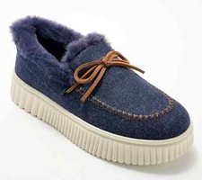 Skechers Moccasin Cozy Lined Slippers -Cozy Ojai-Navy-7M A665699