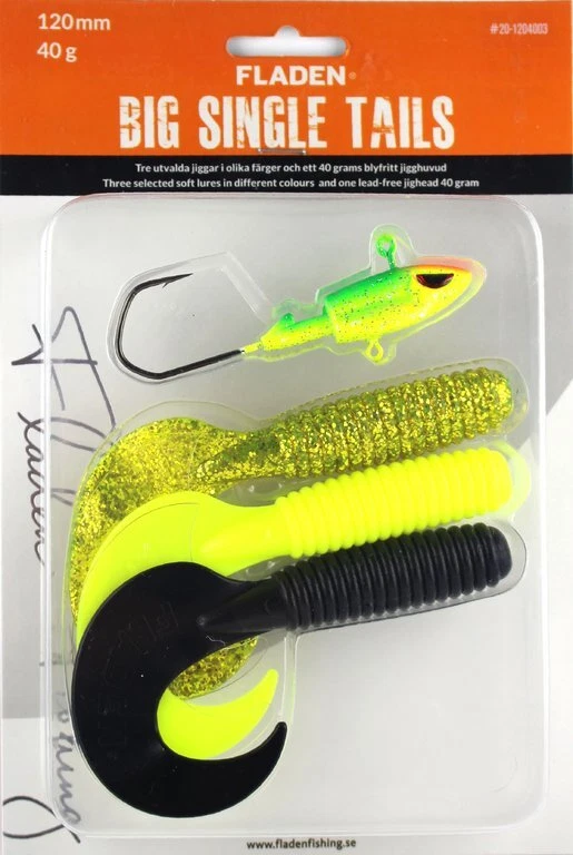 Fladen Big Single Tail Riesen-Twister Set Jigkopf Gummifisch 40g 60g 90g - Bild 4 von 4