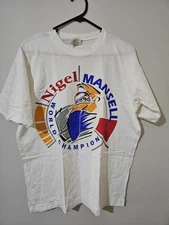 Nigel Mansell Vintage F1 Williams White Tshirt Size M