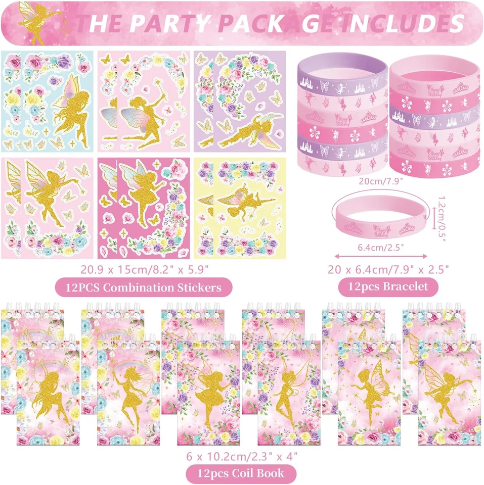 Juego de 122 piezas de favores de fiesta de hadas, 50 pegatinas, 12 pegatinas de montaje, insignia de 12 botones Foto 3 de 4