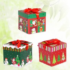 3pcs Christmas Gift Box Square Paper Candy Boxes Cartoon Xmas Decorations for