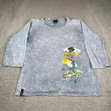 Citron Santa Monica T-Shirt Womens Small Gray Cotton Asian Long Sleeve