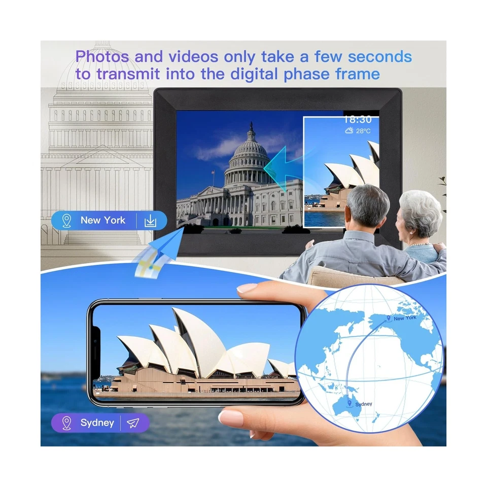 Frameo 10.1 Inch Digital Picture Frame WiFi Connect Touch Screen Digital Phot... - Image 4 of 4