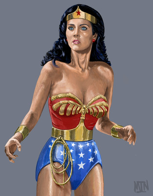 Wonder Woman - Lynda Carter.  Original handgemaltes Digital Artwork im Format A3