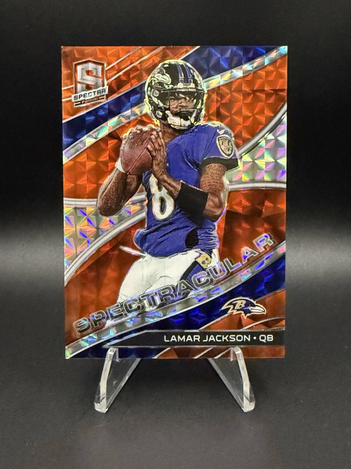 2020 Panini Spectra Lamar Jackson Spectracular Neon Orange /10 SPT-LJ Ravens SSP