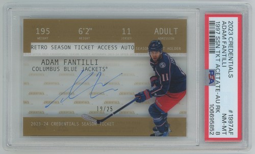 2023-24 Upper Deck Credentials Rookie Autograph /25 Adam Fantilli RC Auto PSA 8