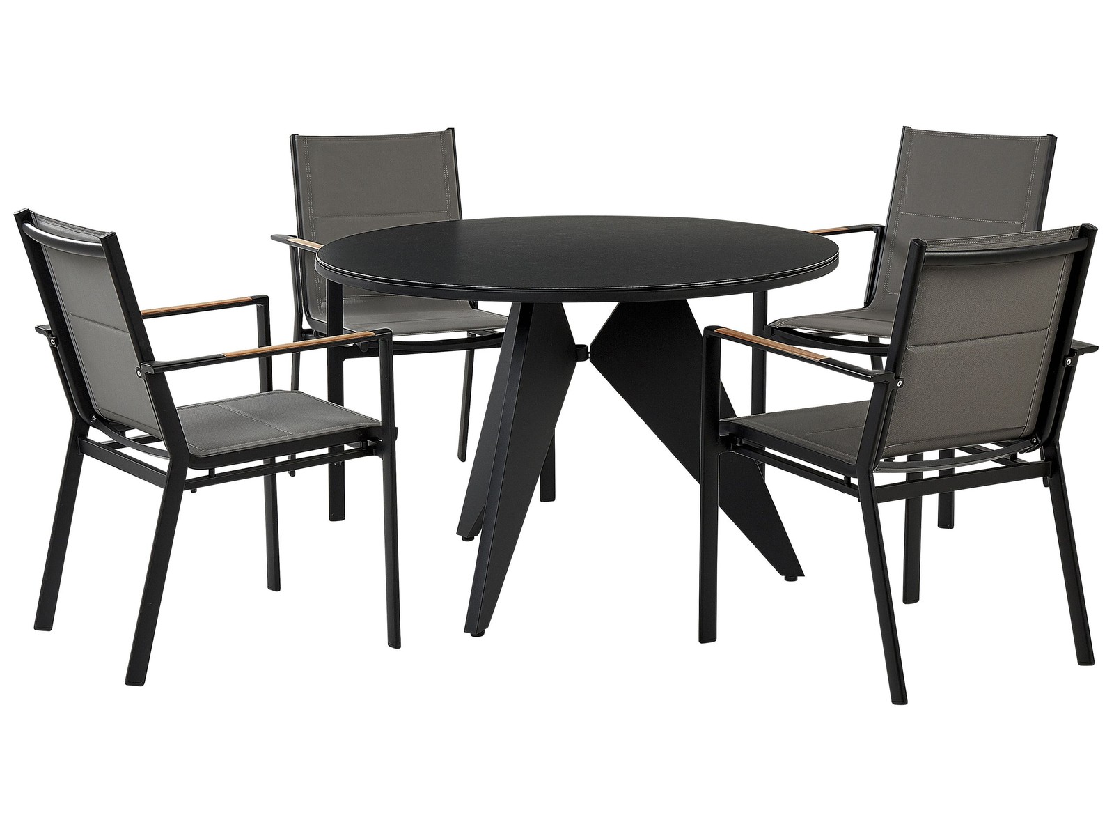 OLMETTO/BUSSETO 4 posti Set da pranzo da giardino Nero Metallo