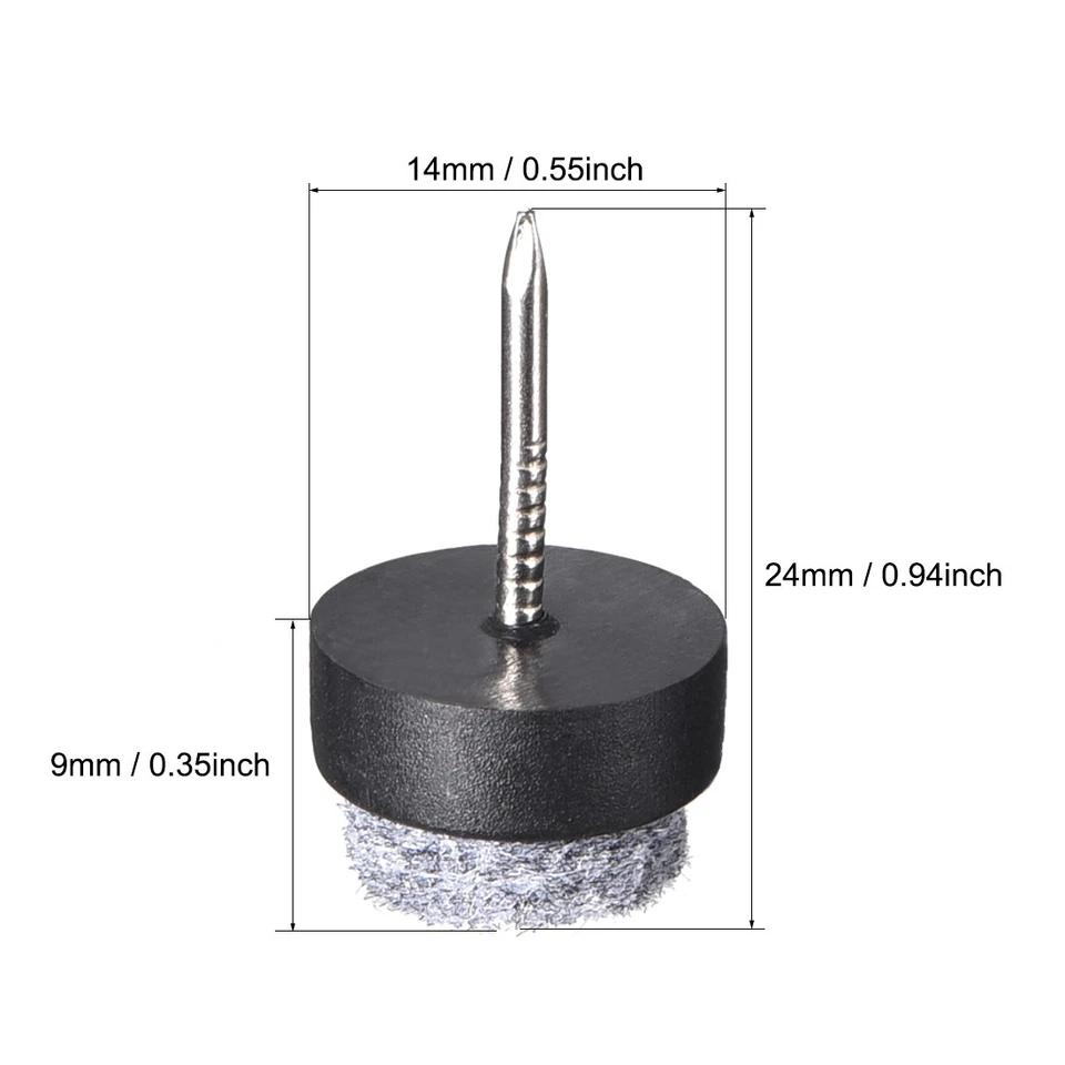 Nail On Furniture Felt Pads Glide Chair Table Leg Protector 14mm Dia Black 40pcs Foto 3 de 4