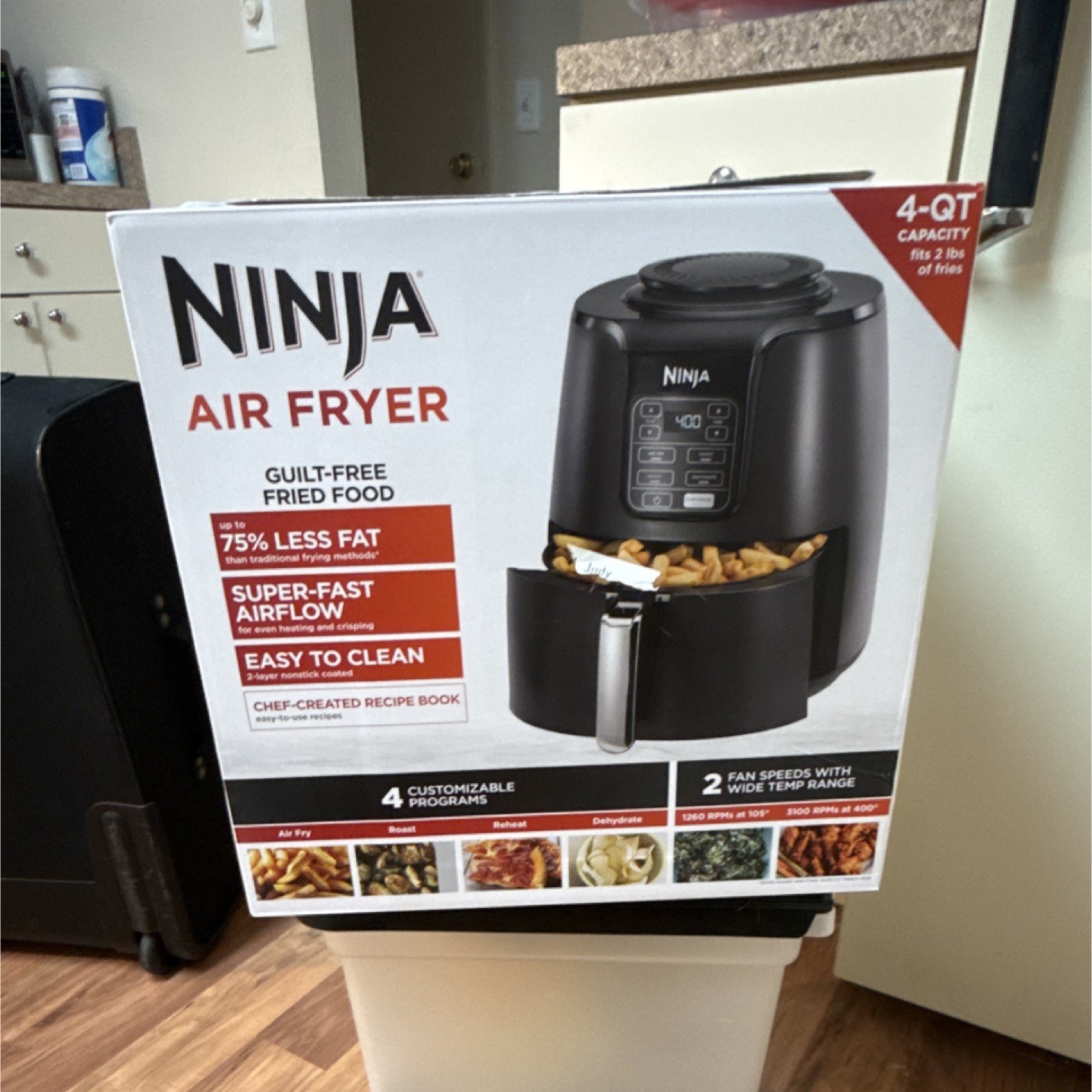 Ninja AF101 4-Quart Air Fryer Black, Temperature Control, Basket